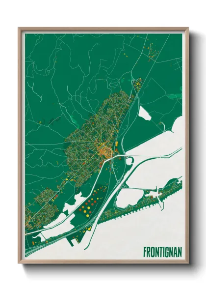 Une affiche de carte sur Frontignan