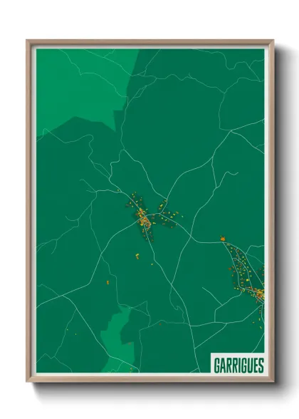Une affiche de carte sur Garrigues