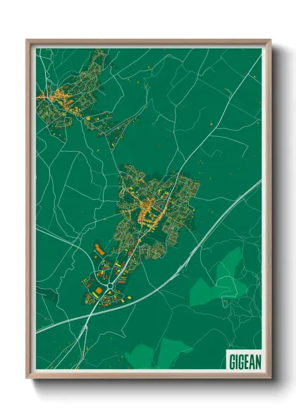 Une affiche de carte sur Gigean