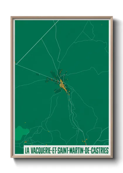 Une affiche de carte sur La Vacquerie-et-Saint-Martin-de-Castries