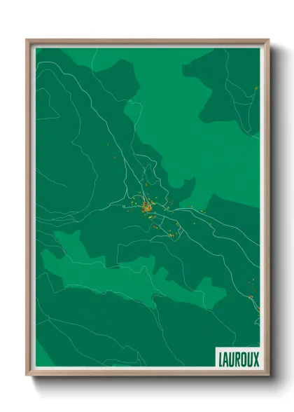 Une affiche de carte sur Lauroux