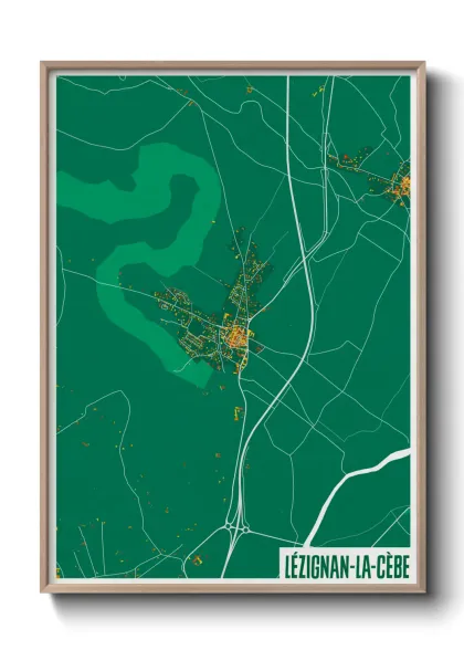 Une affiche de carte sur Lézignan-la-Cèbe