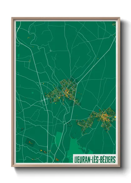 Une affiche de carte sur Lieuran-lès-Béziers