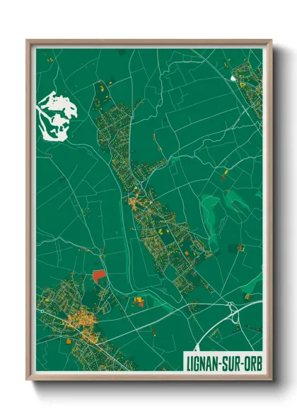 Une affiche de carte sur Lignan-sur-Orb