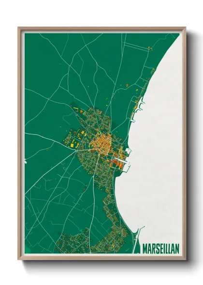 Une affiche de carte sur Marseillan