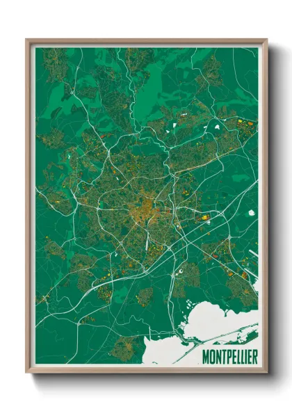 Une affiche de carte sur Montpellier