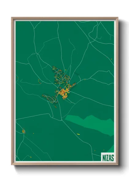Une affiche de carte sur Nizas