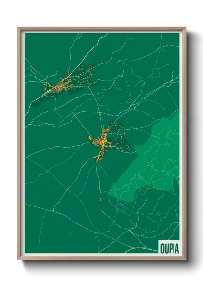 Une affiche de carte sur Oupia