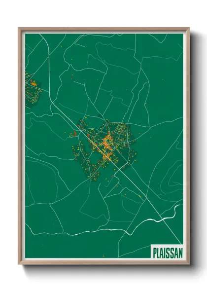 Une affiche de carte sur Plaissan