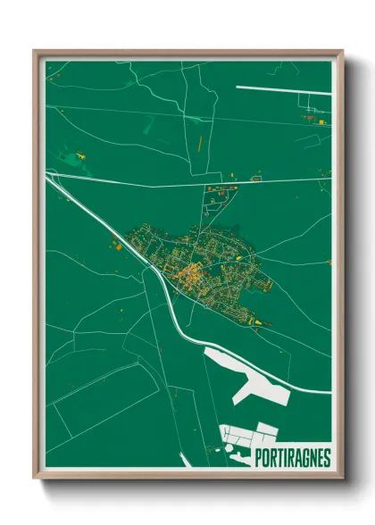 Une affiche de carte sur Portiragnes