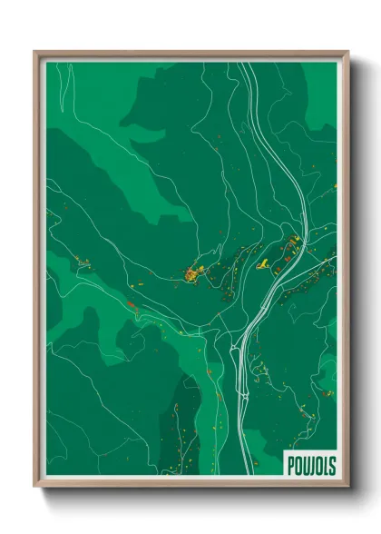 Une affiche de carte sur Poujols