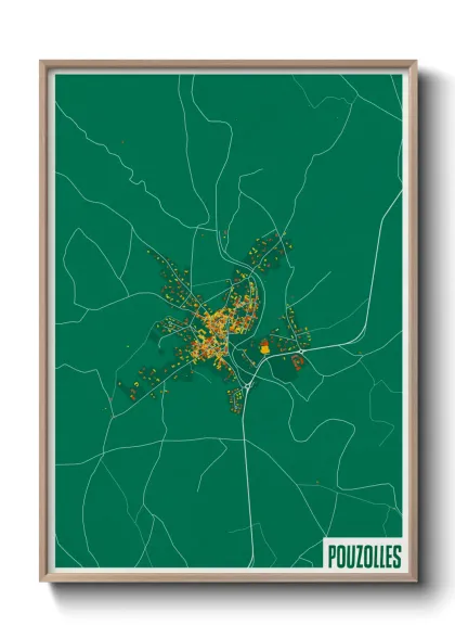 Une affiche de carte sur Pouzolles