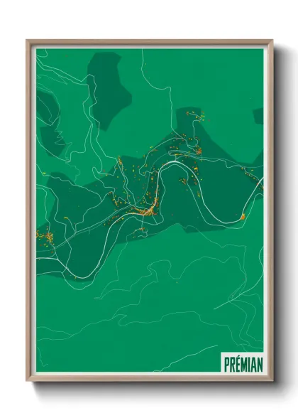 Une affiche de carte sur Prémian