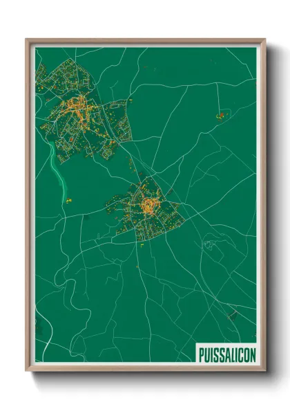 Une affiche de carte sur Puissalicon