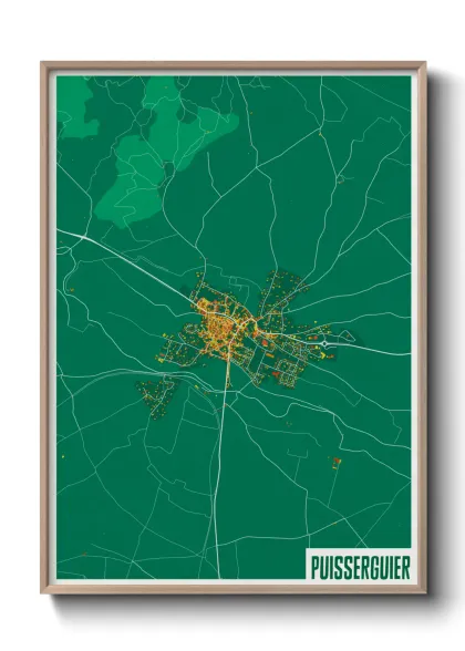 Une affiche de carte sur Puisserguier