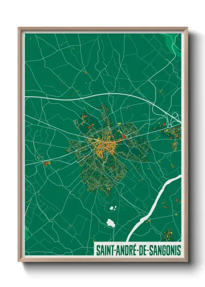 Une affiche de carte sur Saint-André-de-Sangonis