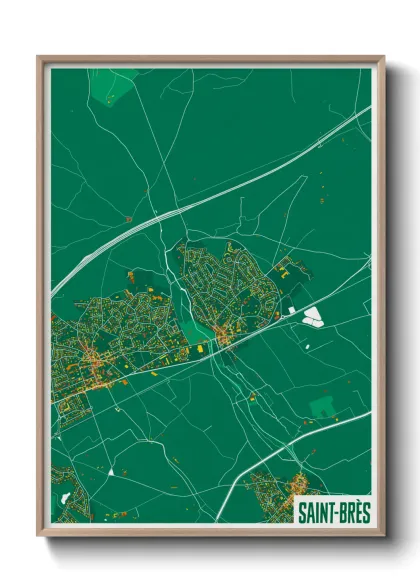 Une affiche de carte sur Saint-Brès
