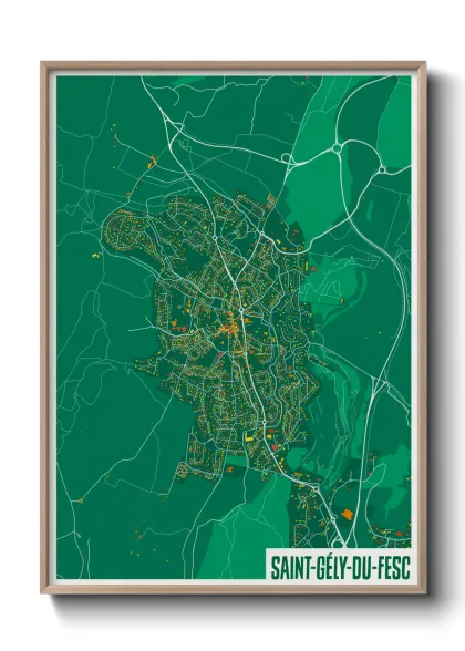 Une affiche de carte sur Saint-Gély-du-Fesc
