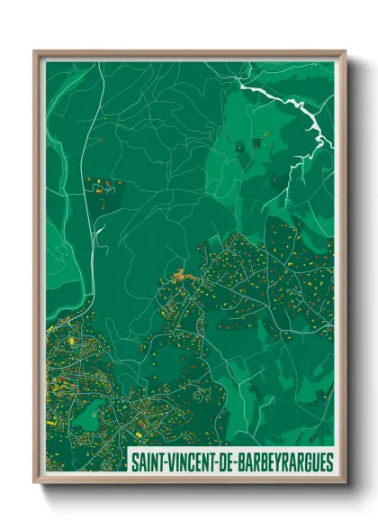 Une affiche de carte sur Saint-Vincent-de-Barbeyrargues
