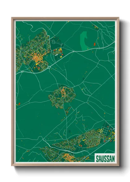 Une affiche de carte sur Saussan