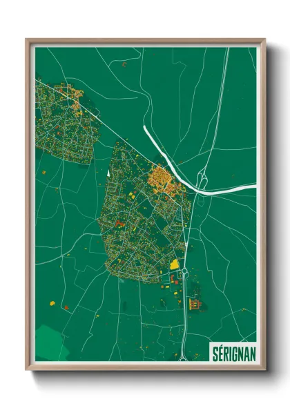 Une affiche de carte sur Sérignan