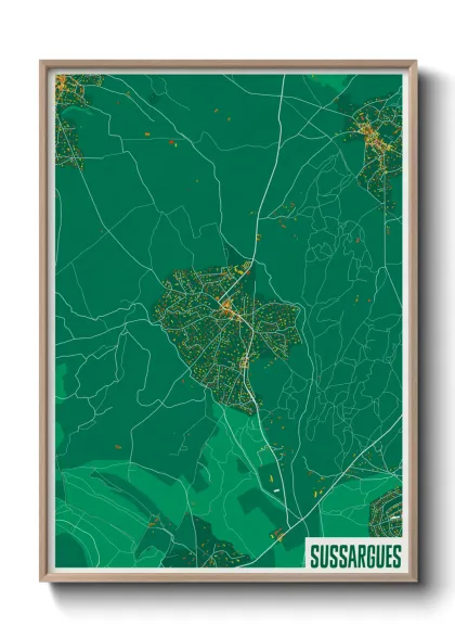 Une affiche de carte sur Sussargues