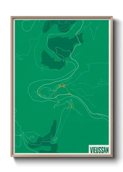 Une affiche de carte sur Vieussan