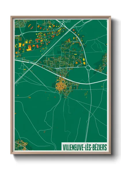 Une affiche de carte sur Villeneuve-lès-Béziers