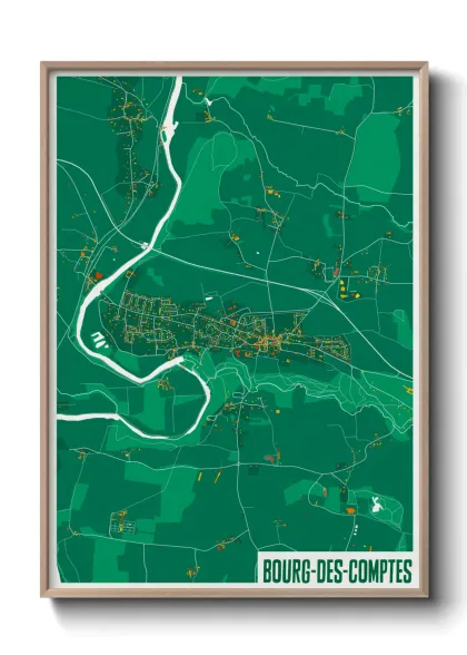 Une affiche de carte sur Bourg-des-Comptes