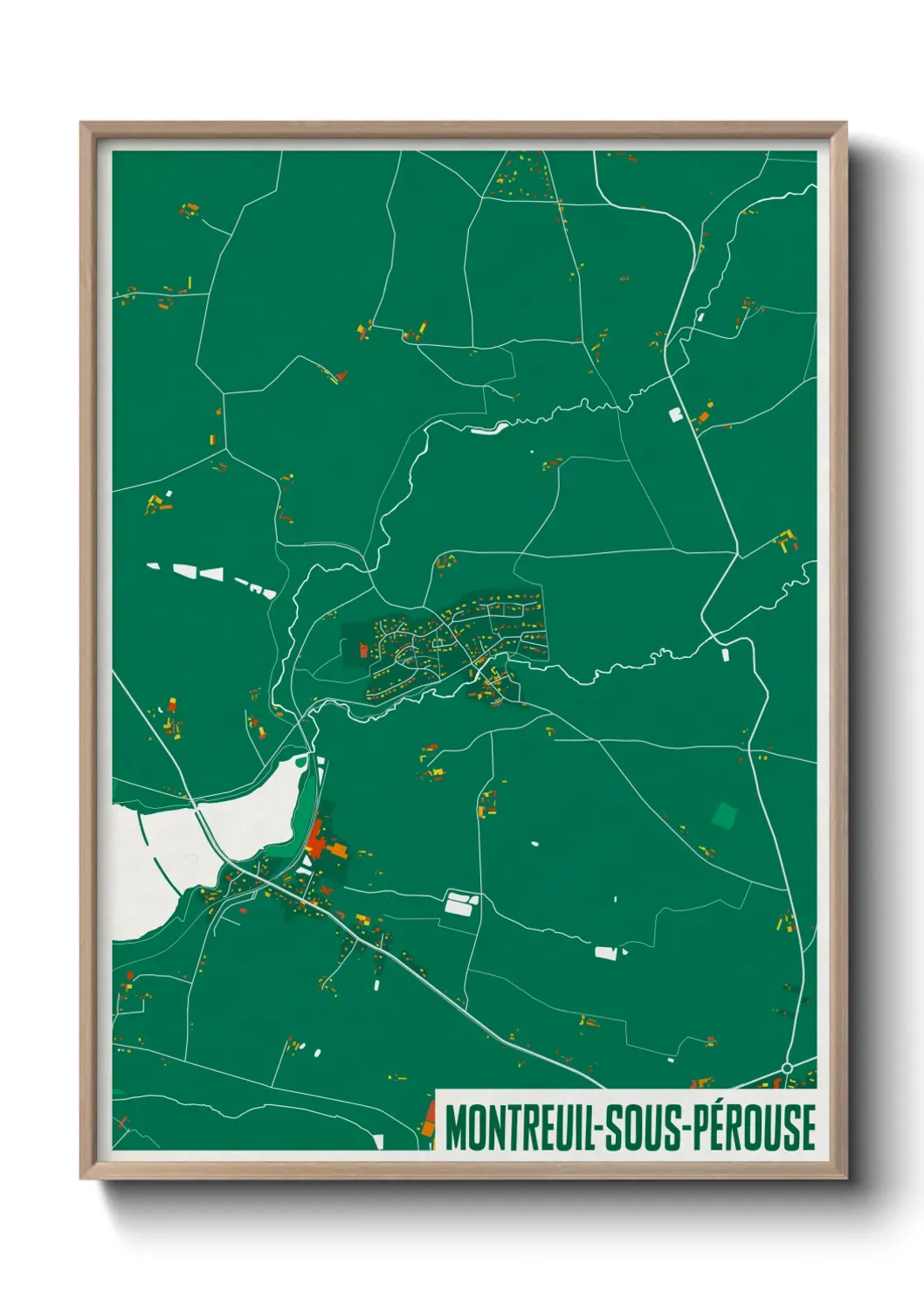Un poster carte Montreuil-sous-Pérouse