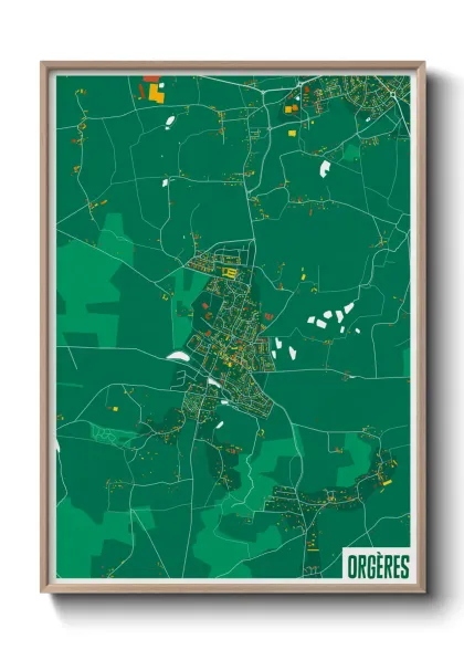 Une affiche de carte sur Orgères