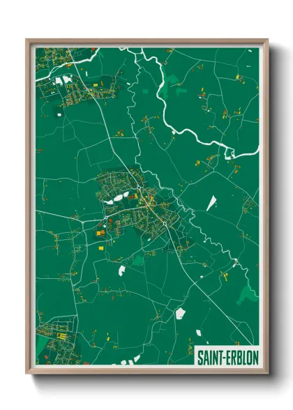 Une affiche de carte sur Saint-Erblon