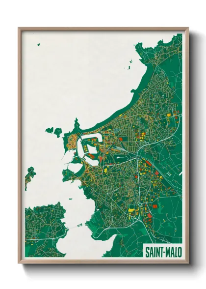 Une affiche de carte sur Saint-Malo