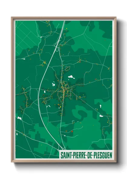 Une affiche de carte sur Saint-Pierre-de-Plesguen