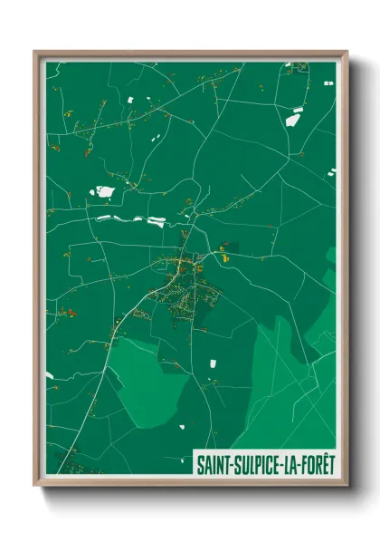 Une affiche de carte sur Saint-Sulpice-la-Forêt