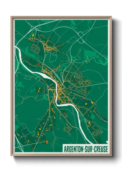 Une affiche de carte sur Argenton-sur-Creuse