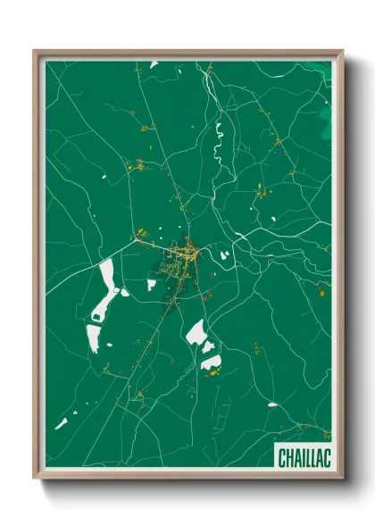 Une affiche de carte sur Chaillac