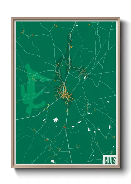 Une affiche de carte sur Cluis