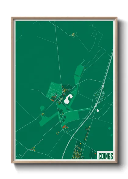 Une affiche de carte sur Coings