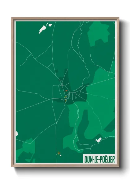 Une affiche de carte sur Dun-le-Poëlier