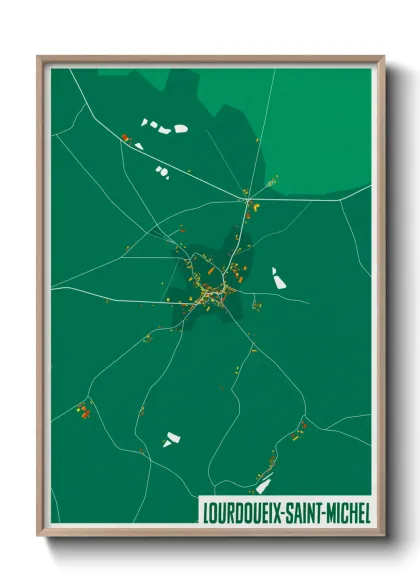 Une affiche de carte sur Lourdoueix-Saint-Michel