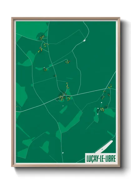 Une affiche de carte sur Luçay-le-Libre