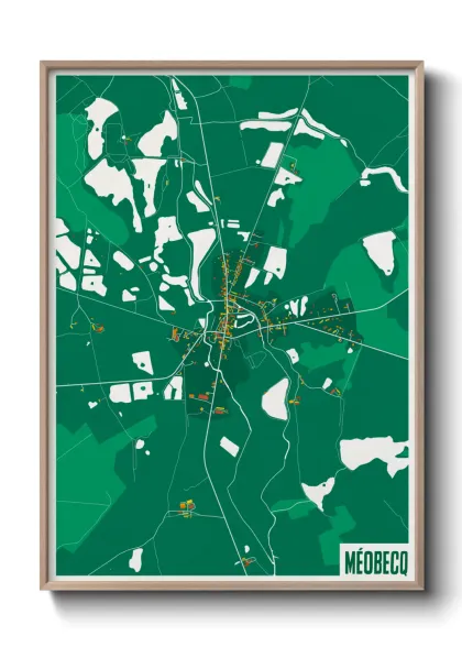 Une affiche de carte sur Méobecq