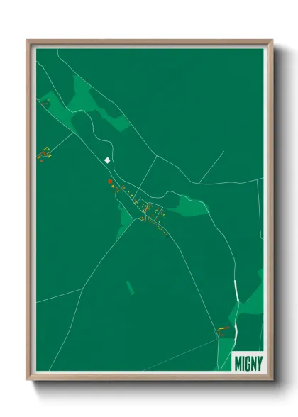 Une affiche de carte sur Migny
