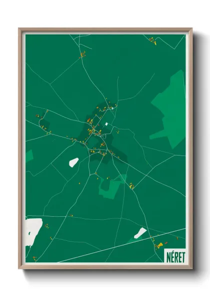 Une affiche de carte sur Néret