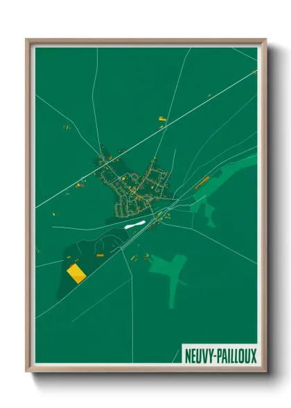 Une affiche de carte sur Neuvy-Pailloux