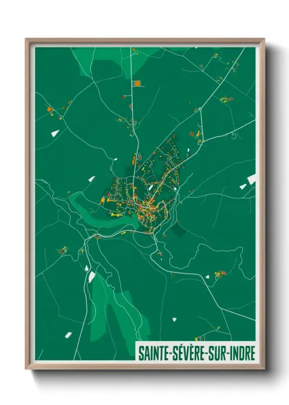 Une affiche de carte sur Sainte-Sévère-sur-Indre