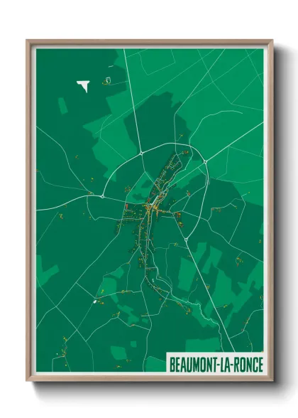 Une affiche de carte sur Beaumont-la-Ronce