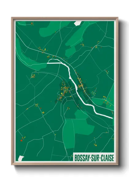 Une affiche de carte sur Bossay-sur-Claise
