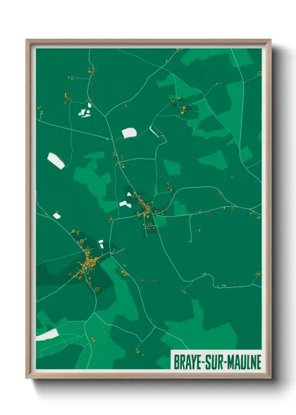 Une affiche de carte sur Braye-sur-Maulne